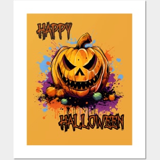 Spooky Pumpkin Happy Halloween Posters and Art